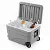 Front. Costway - Costway 84QT Portable Wheeled Ice Cooler with Foldable Pull & Carry Handles for Camping - Gray.