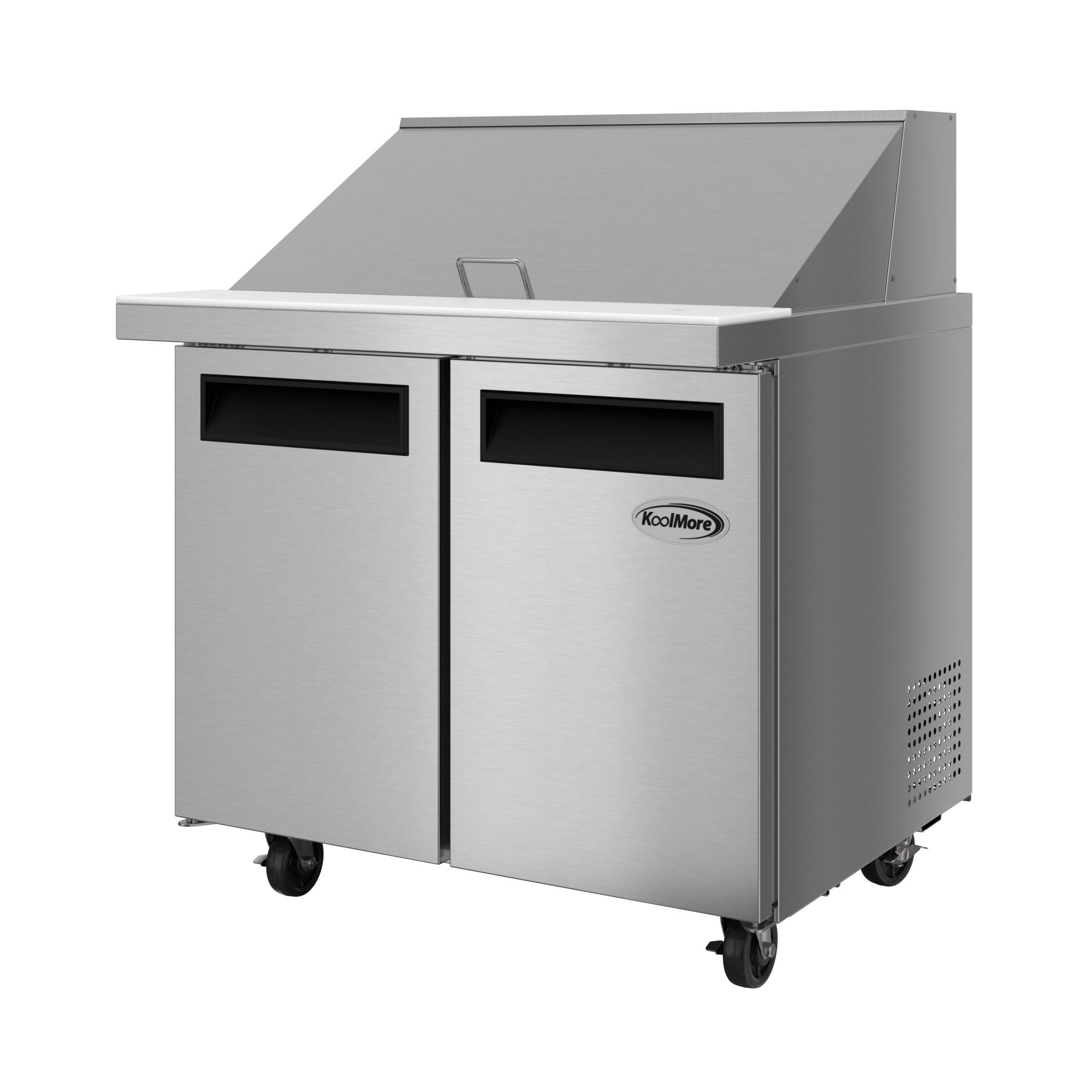 Alt View 6. Koolmore - 36 in. Commercial 2-Door Refrigerated Mega Salad and Sandwich Prep Table, 15 Pan Capacity and 11 Cu. Ft. of Storage - Stainless steel.