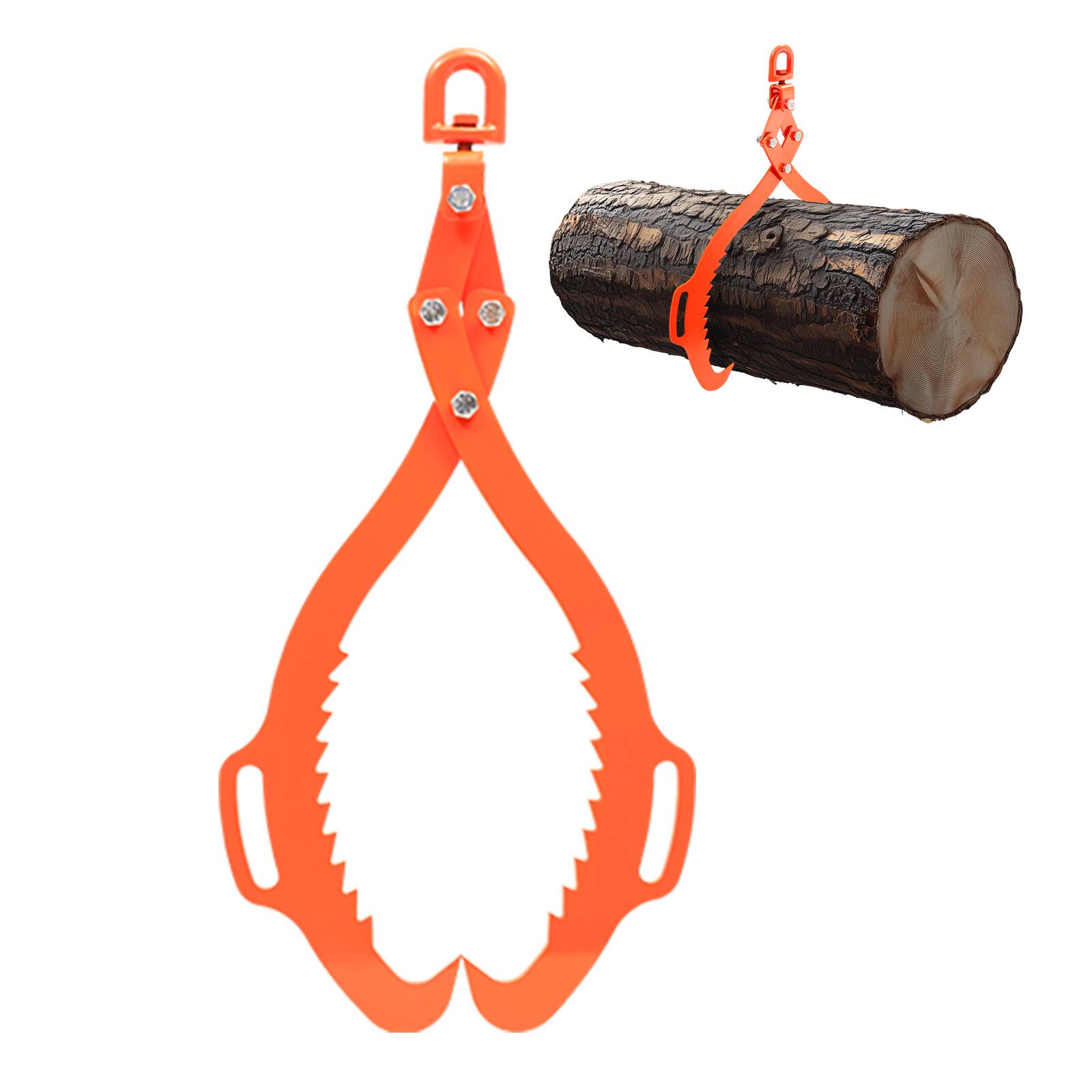 Alt View 5. VEVOR - 32in Log Lifting Tongs, 2-Claw Log Tongs, Heavy Duty Steel Log Grapple, 1543LBS Lifting Capacity, Swivel Log Graper - Orange.