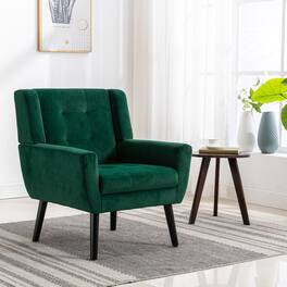 GOODSILO - Luxury Velvet Upholstered Accent Chair with Ergonomic Design for Living Room and Bedroom Comfort - Retro Green