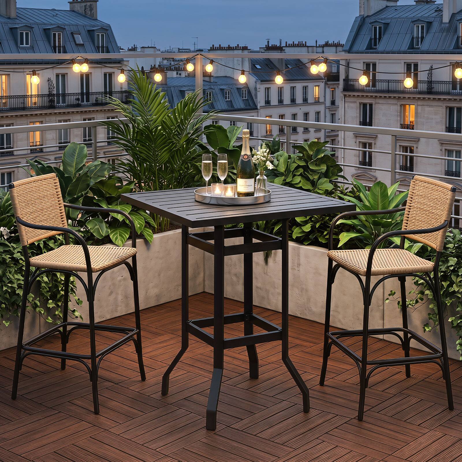 Alt View 3. Costway - Costway 32"  Patio Square Bar Table Metal Cafe Bistro Table Garden Deck - Black.