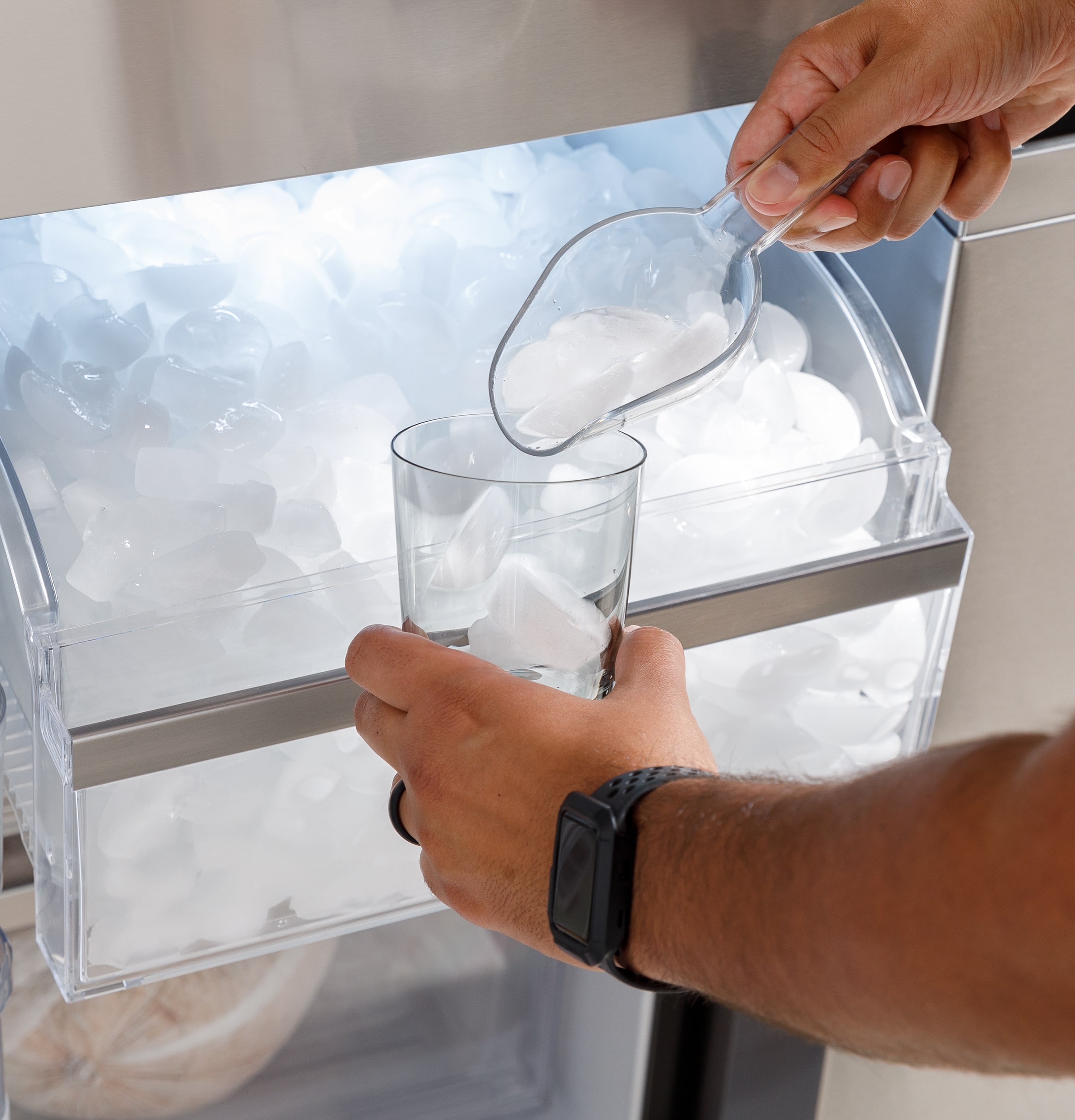 Alt View 24. GE Profile - 28.3 Cu. Ft. 4-Door French Door Smart Refrigerator with Dual-Dispense AutoFill Pitcher - Stainless Steel.