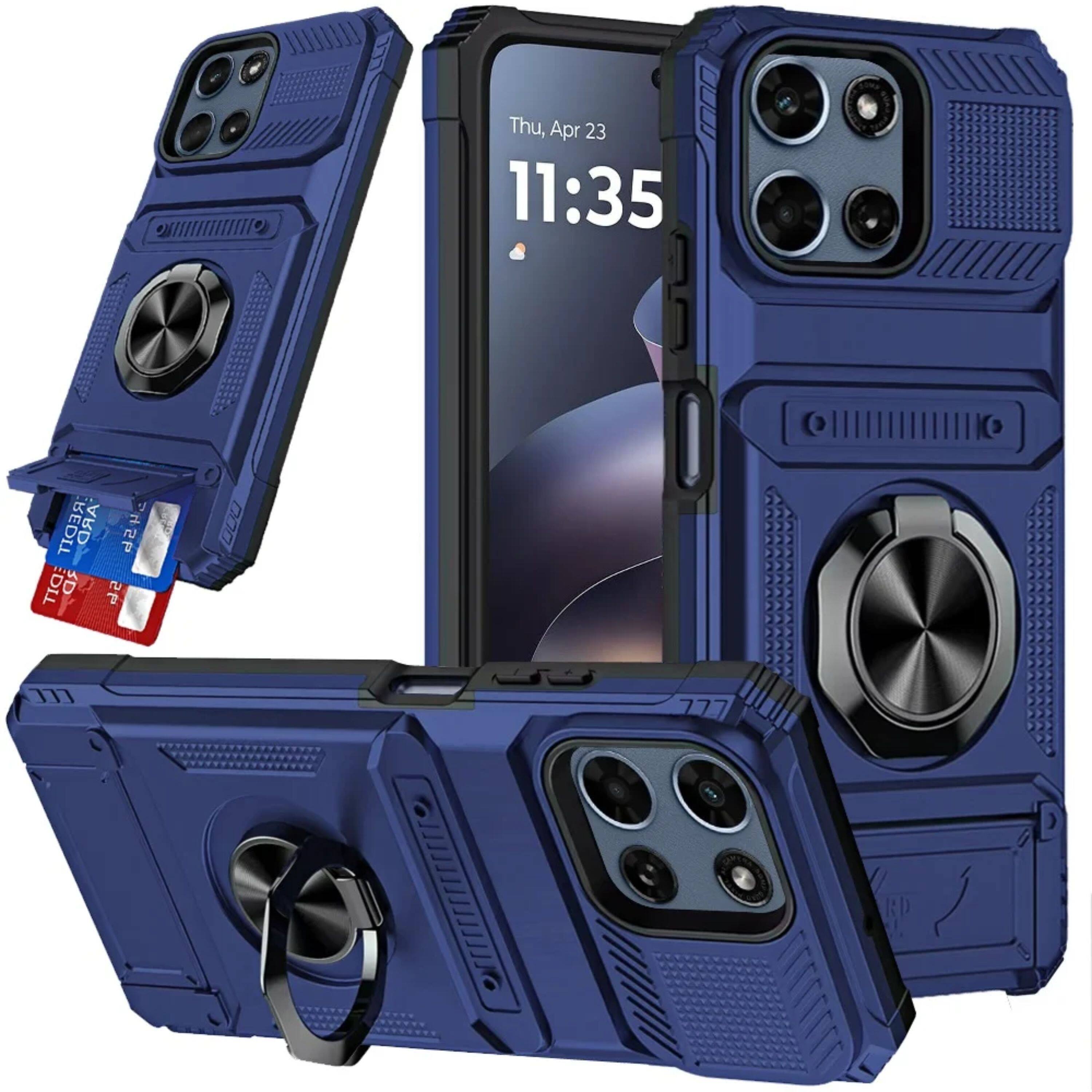 Kitcheniva - Card Holder Metal Ring Plus Tempered Glass For Moto G 2025/2026/G Play 2026 Case - Blue price history on PriceWatchPro