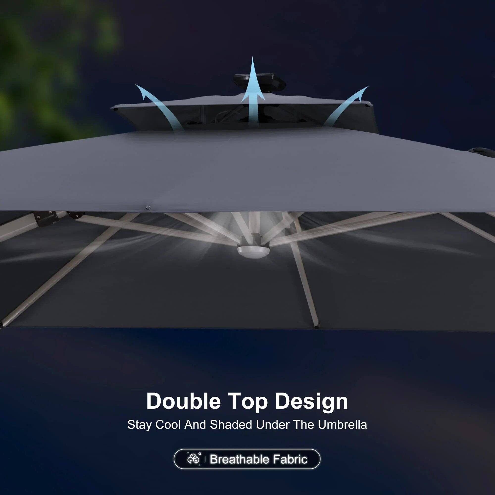 Double Top Design  
Stay Cool And Shaded Under The Umbrella  
Breathable Fabric