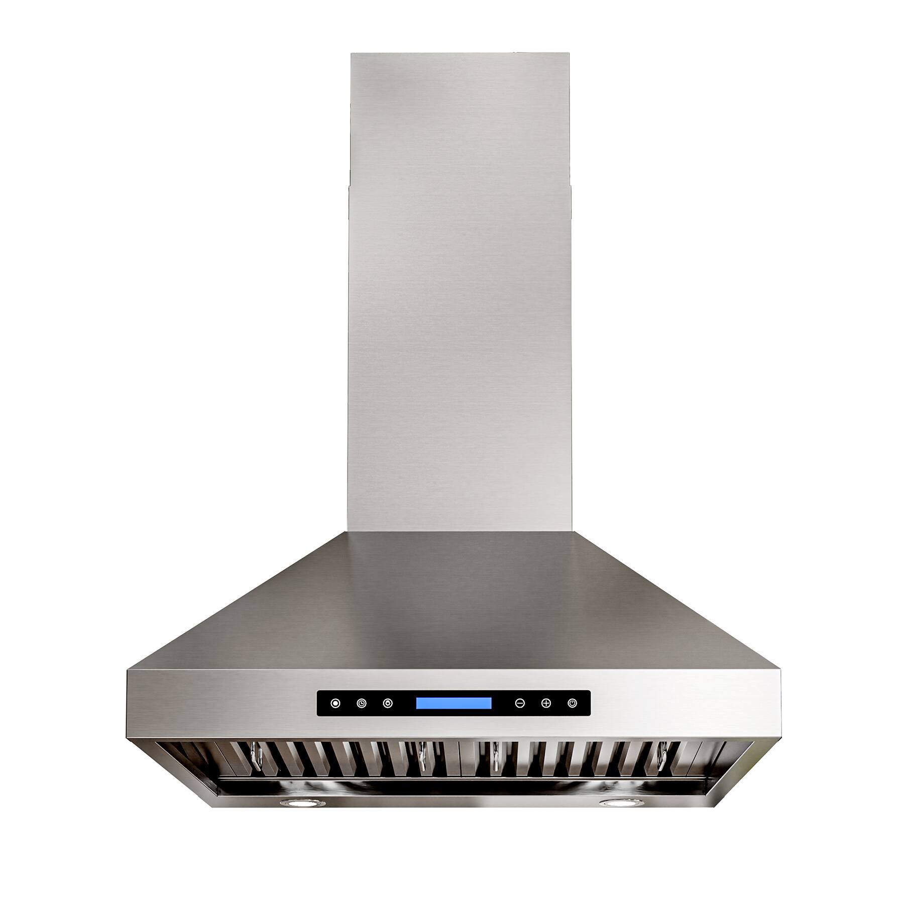 Angle. Onefly - 30 Inches - Convertible & Recirculating - Wall Mount Range Hood - Stainless Steel.