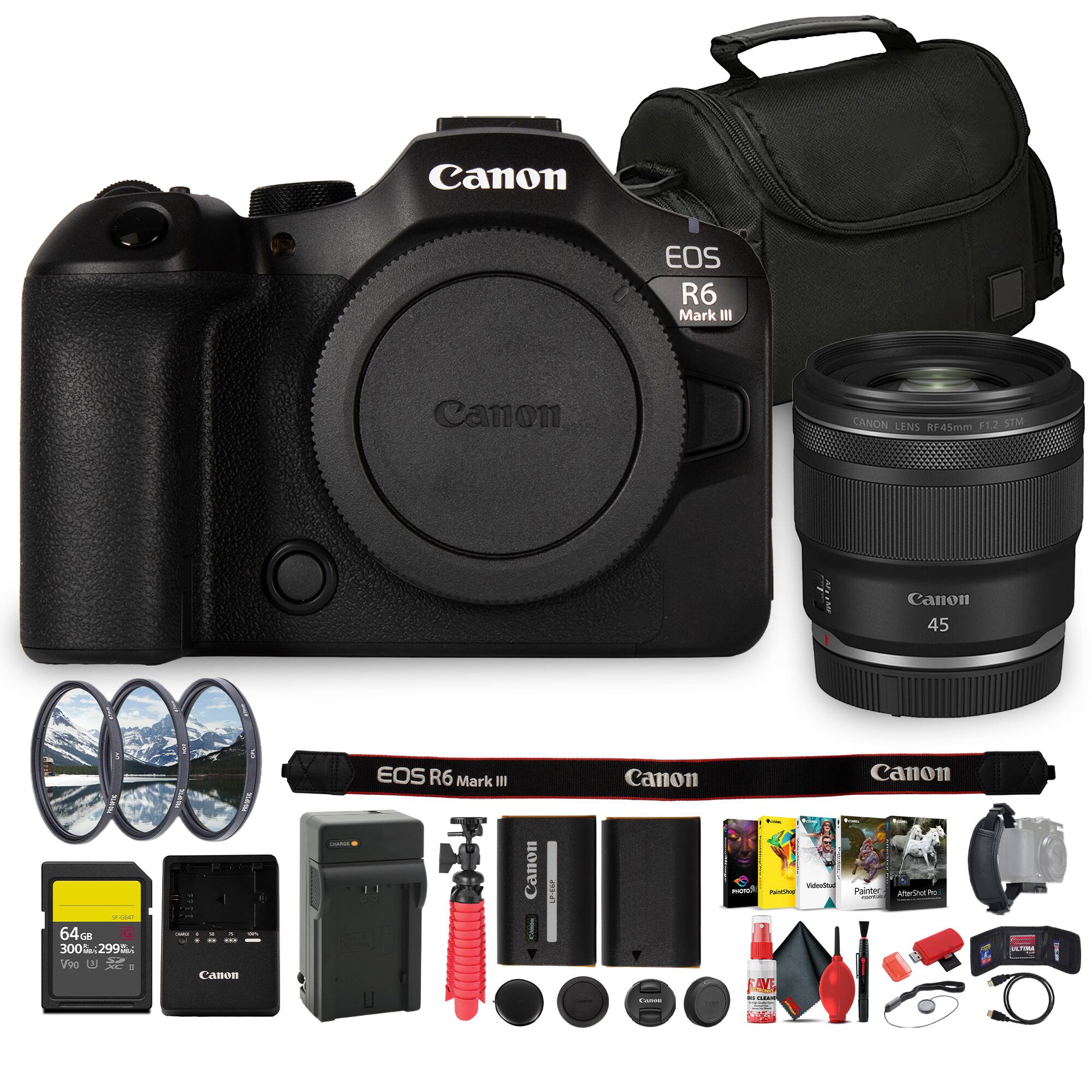 EOS R6 Mark III Full Frame Mirrorless Camera RF Mount | Canon 45mm f/1.2 STM Lens RF Mount | Fast Lens with Smooth