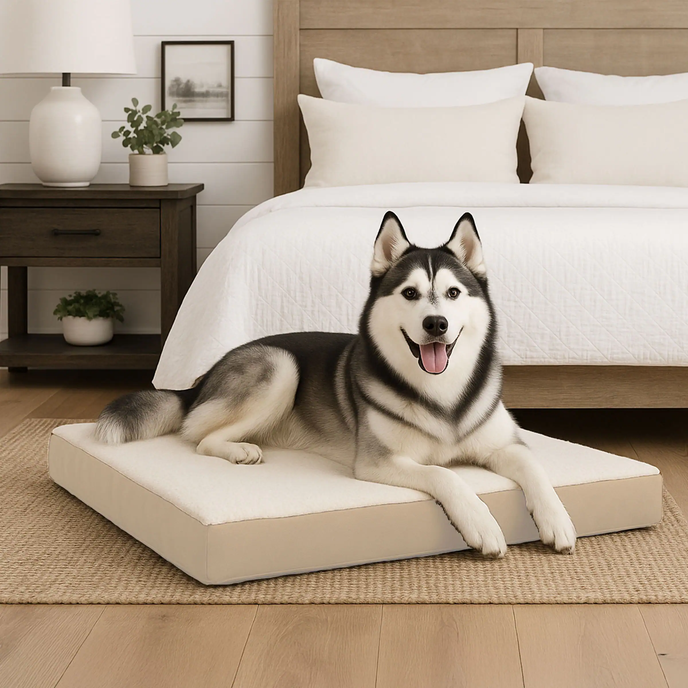 Alt View 7. PetMaker - Orthopedic Dog Bed 2-Layer Memory Foam Crate Mat with Machine Washable Cover 44x35 Pet Bed for Large Dogs up to 100lbs - Tan.