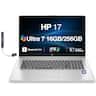HP - 17 AI Powered Natural Laptop 17.3 FHD (Ultra Ultra 7-255U, 16GB, 256GB SSD, Intel Graphics,Win 11 Home S-Mode)w/USB Hub - Natural Silver
