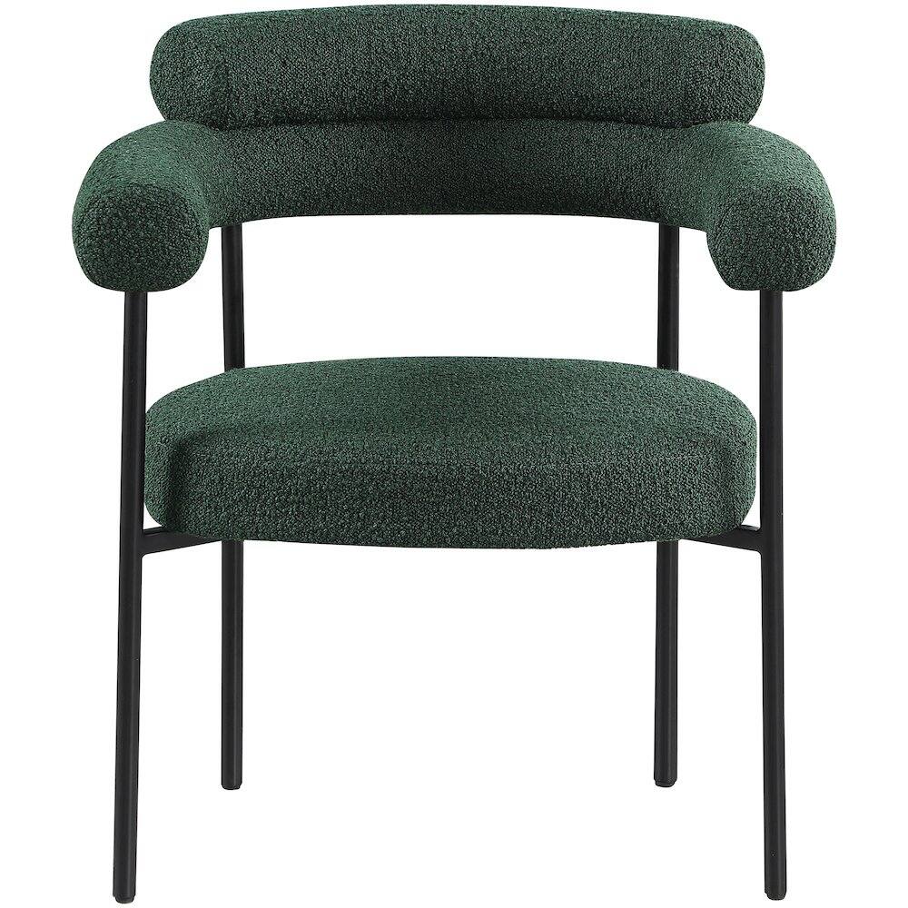 Alt View 2. Meridian Furniture - Blake Green Boucle Fabric Dining Chair, Set of 2 - Green.