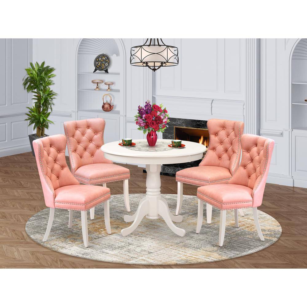 Alt View 3. East West Furniture - 5 Piece Kitchen Set - White.