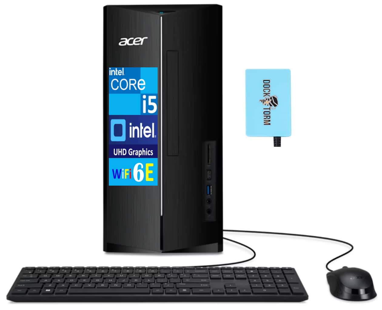 Acer - Aspire Desktop (Intel i5-14400, 32GB DDR5, 2TB PCIe SSD, Intel UHD, Win 11 Pro) w/USB Hub - Black