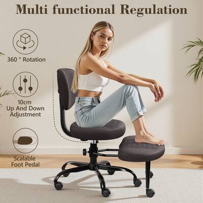 KERDOM Ergonomic Wide Cross Legged Office Chair with Wheels, Yoga KERDOM Ergonomic Wide Cross Legged Office Chair with Wheels, Yoga