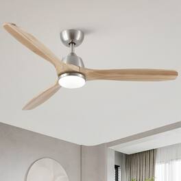 Sofucor - 52" Ceiling Fans with Lights and Remote Control Low Profile Quiet Reversible 3CCT Integrated LED Light Ceiling Fan - Nickel