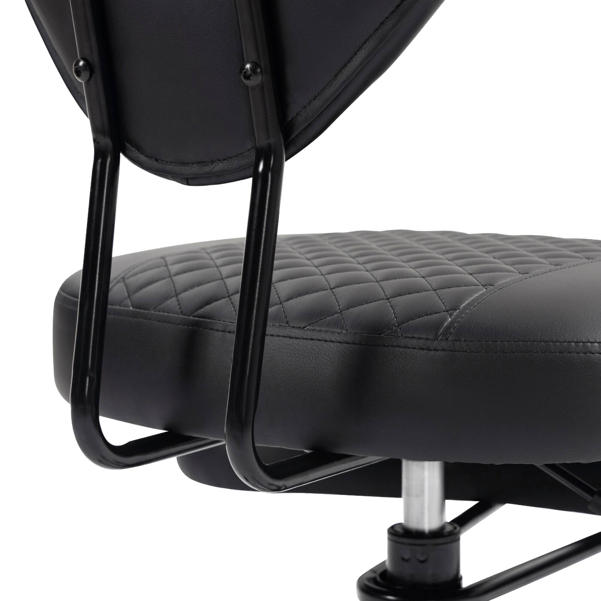 Alt View 1. GOODSILO - Premium Ergonomic Cross-Legged Swivel Chair with Adjustable Height and Soft Upholstery for Home and Office Use - Black.