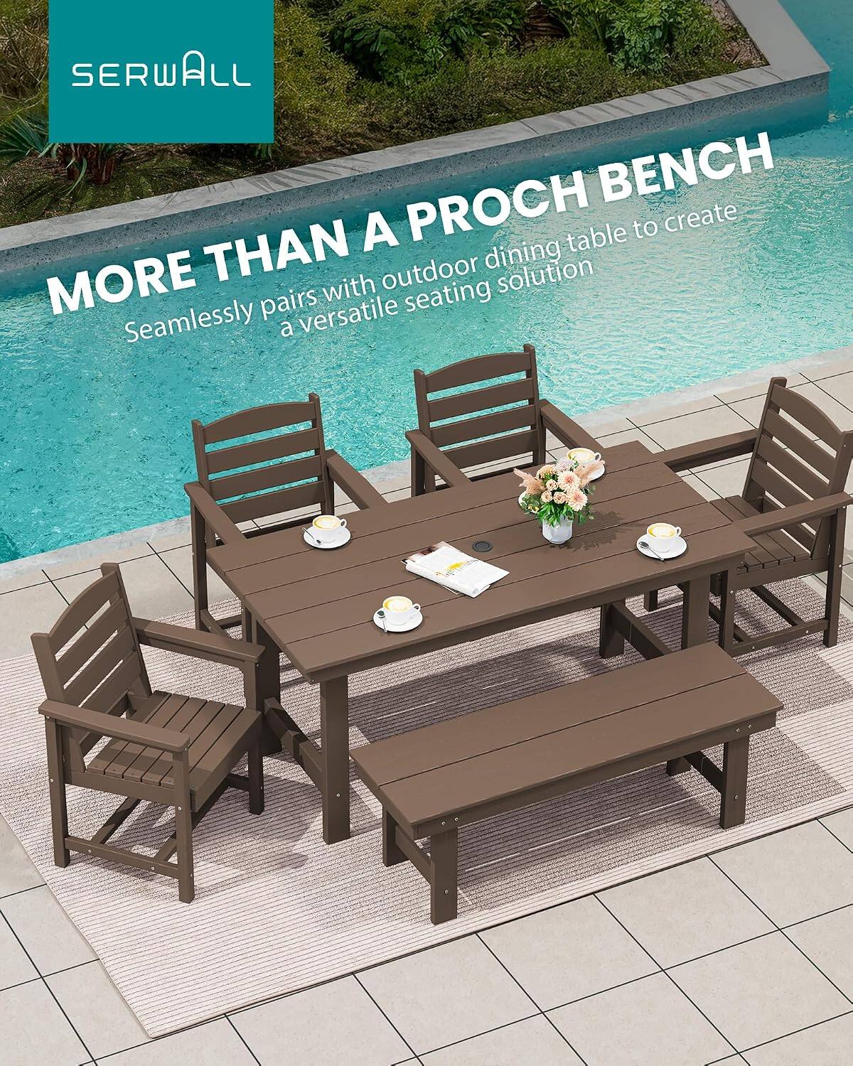 SERWALL 2 Person Backless Outdoor Bench 56 Inches, All Weather HDPE ...