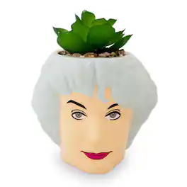 Silver Buffalo - The Golden Girls Dorothy 3-Inch Ceramic Mini Planter With Artificial Succulent - White