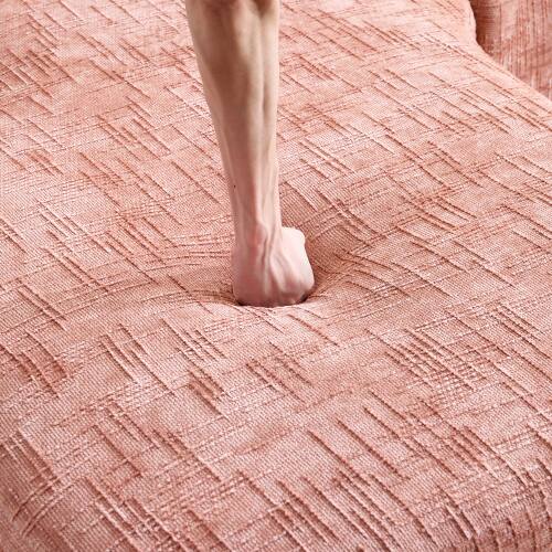 Alt View 5. Anysun - Chenille L-Shape Compressed Sofa - High-Elastic Sponge, Curved Armrests & 4 Throw Pillows for Living Room - Pink.