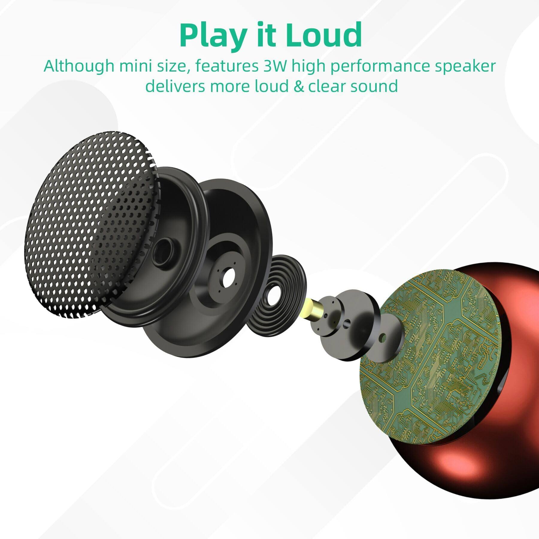 Pacoar Cade Mini Speakers Portable Small Strap Water Resistant Wireless ...