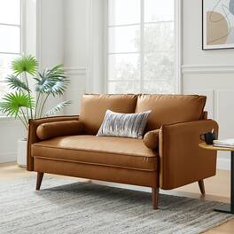 Revive Upholstered Vegan Leather Loveseat by Modway - Tan