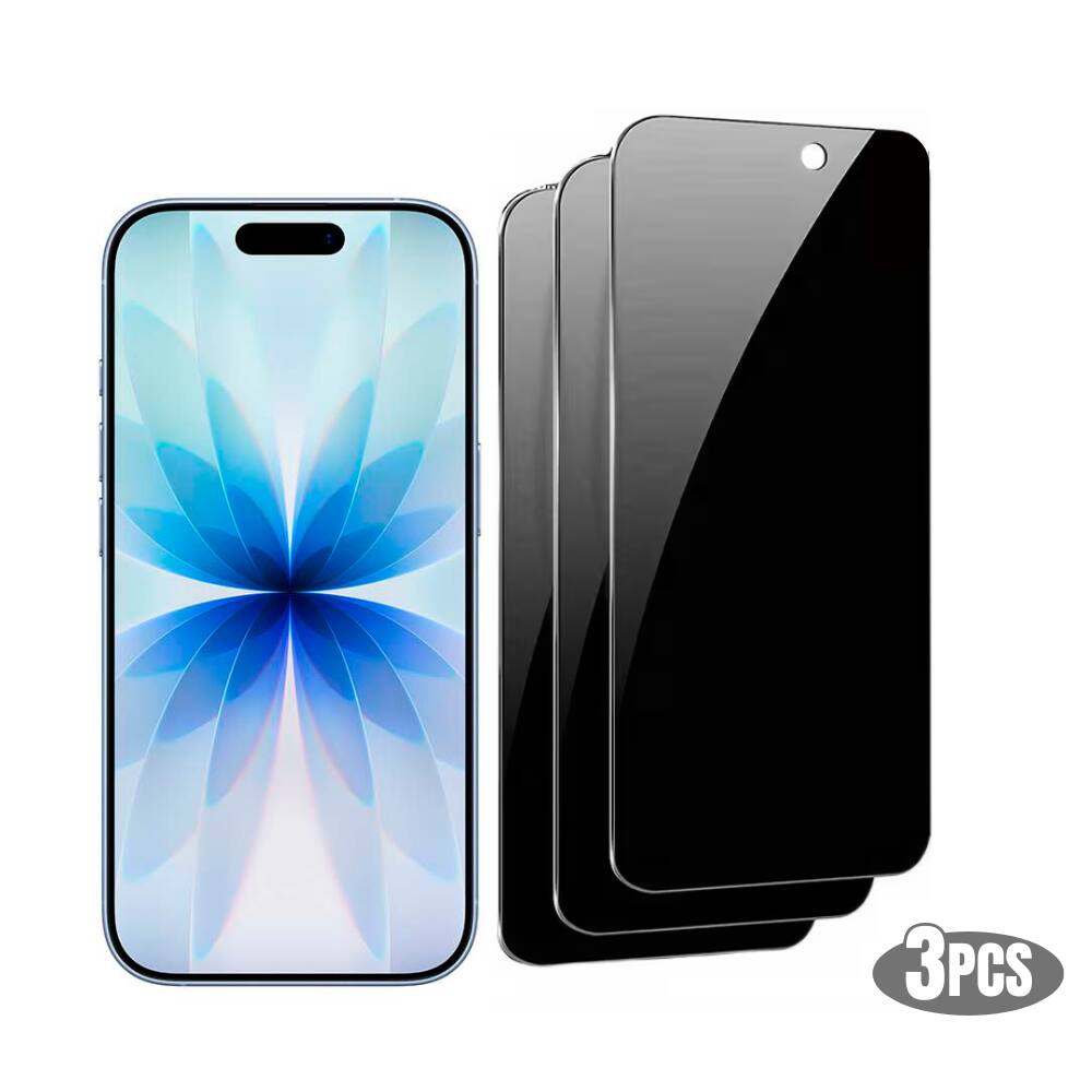 3-Pack Qixxronics Privacy Screen Protector for iPhone 17 Anti-Spy Shatterproof Tempered Glass - Black