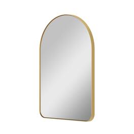 WELLFOR - 24 in. W x 36 in H Arch Anodized Aluminum Framed Bathroom Vanity Mirror - Brushed Gold