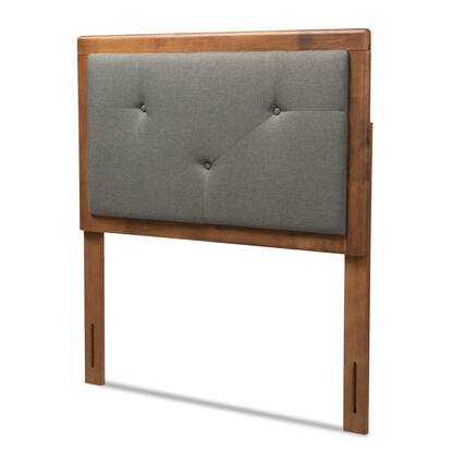 Front. Baxton Studio - Abner Modern and Contemporary Transitional Fabric Upholstered and Finished Wood Twin Size Headboard - Dark Grey/Walnut Brown.