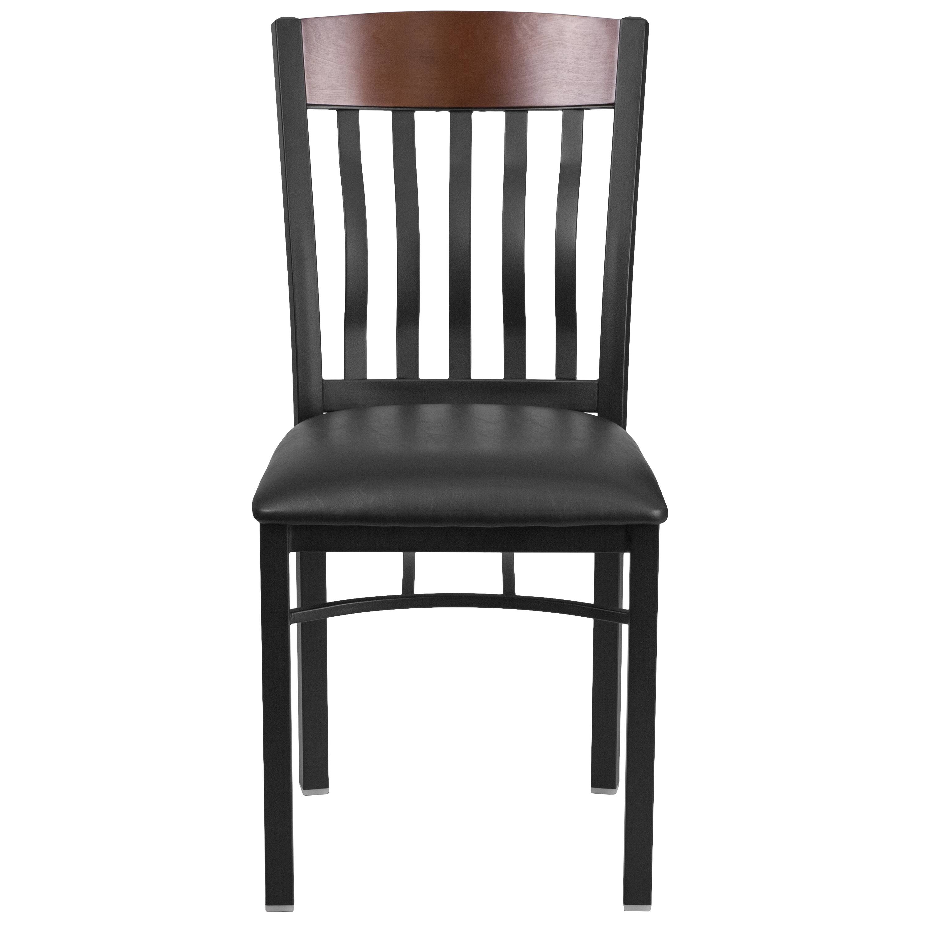 Alt View 6. Emma + Oliver - 2 Pk. Vertical Back Metal and Wood Restaurant Chair with Vinyl Seat - Walnut.