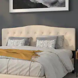 Emma + Oliver - Arched Button Tufted Upholstered Headboard - Beige
