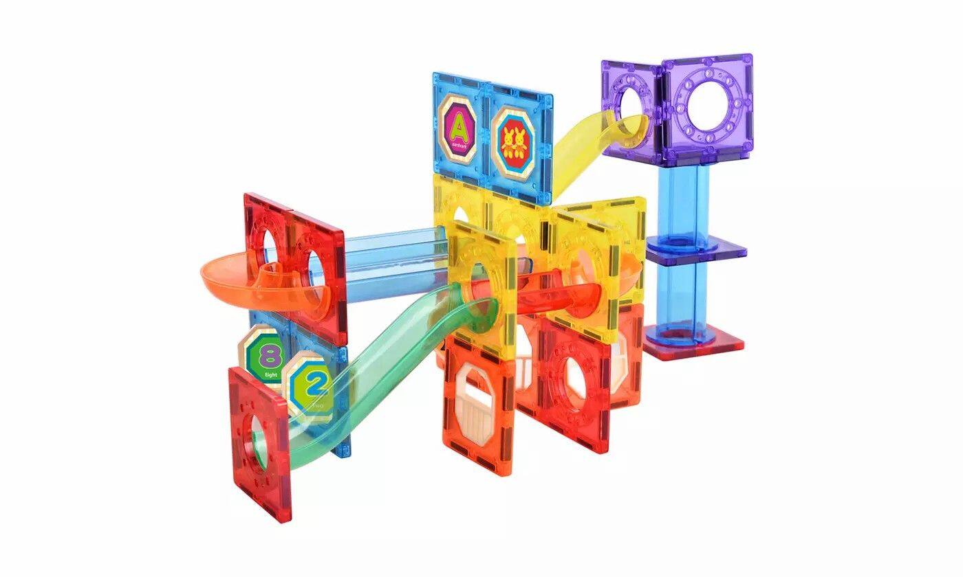 Link Magnetic Tile Building Roller Coaster Kids Block 61 Piece Set ...