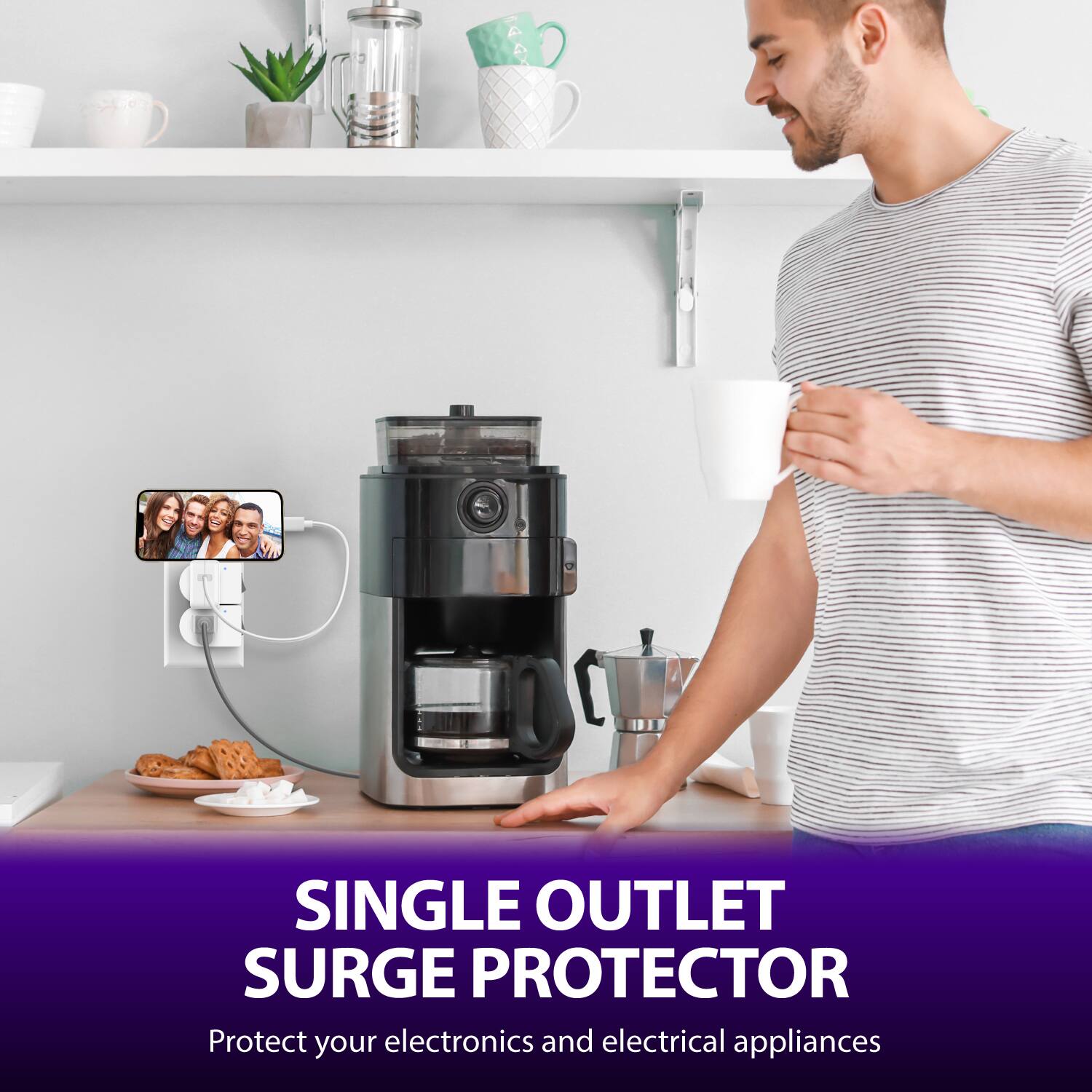 A: SINGLE OUTLET SURGE PROTECTOR
B: Protect your electronics and electrical appliances