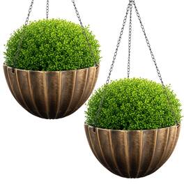 Pure Garden - 2-Pack Hanging Planter 10.25-Inch Durable Plastic Hanging Planters with 3 Drainage Holes and Removable Bottom Reservoir