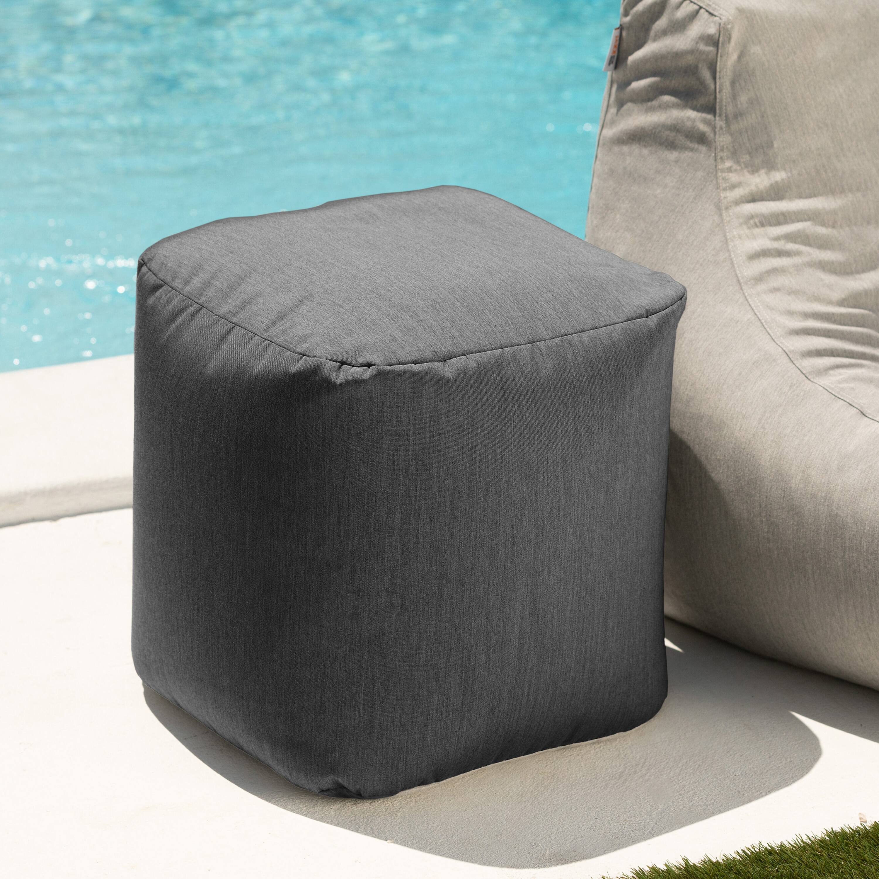 Alt View 1. Jaxx - Jaxx Luckie Outdoor Patio Bean Bag Ottoman, Charcoal - Charcoal.