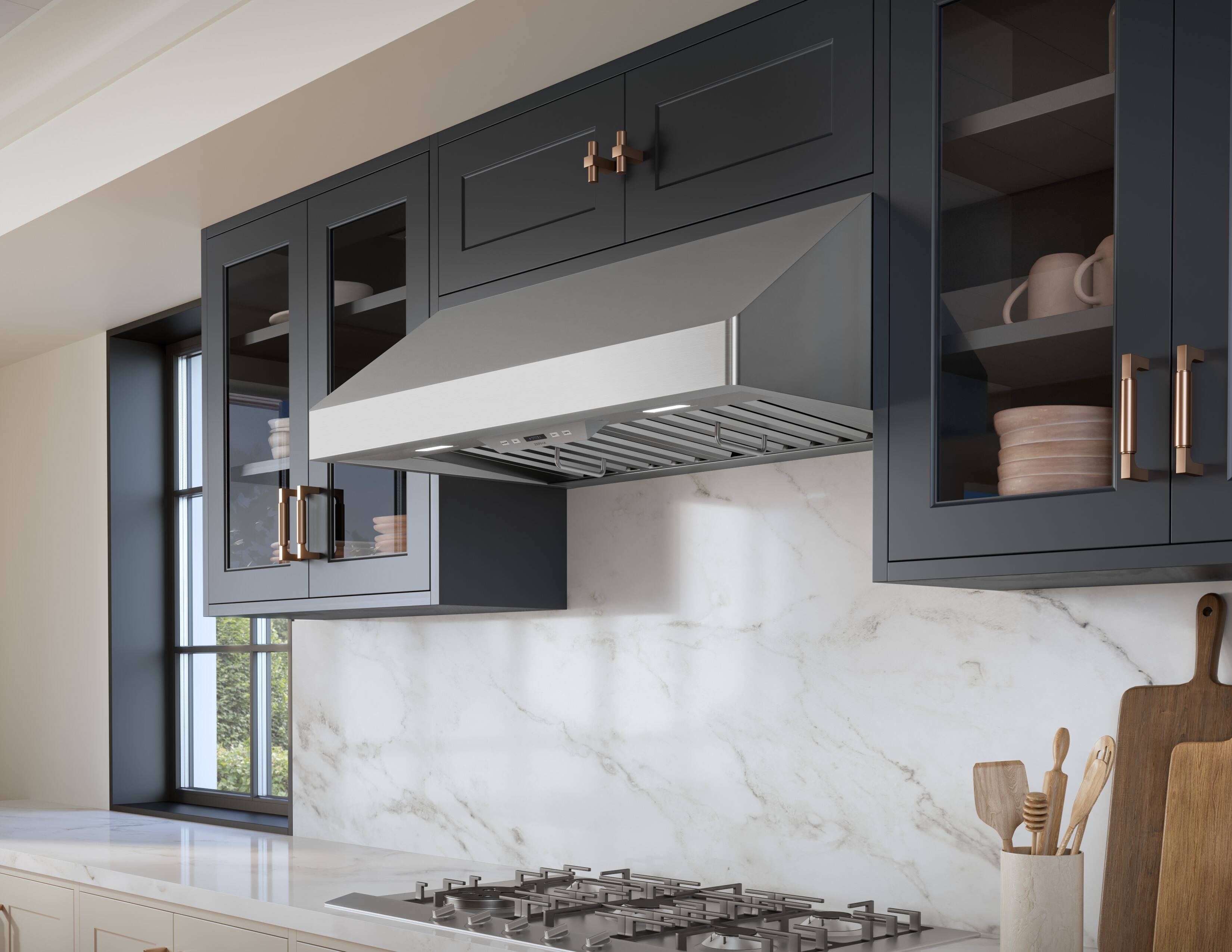 Alt View 12. Zephyr - Tempest I 30 in. 650 CFM Under Cabinet Mount Range Hood with LED Light - Stainless Steel.