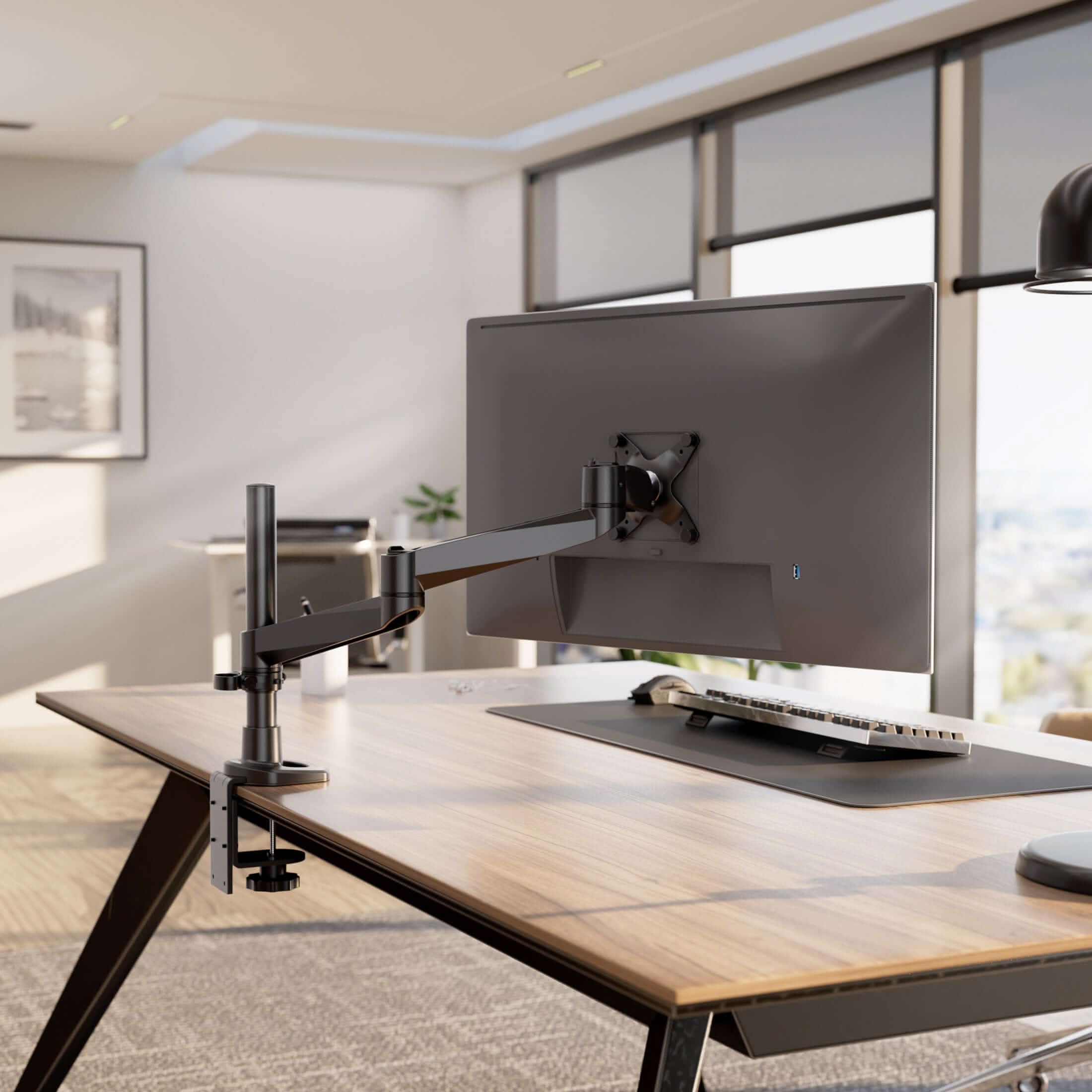 Angle. Mount-It! - CLiX Series Full Motion Single Monitor Desk Mount Up to 34", Black - Black.