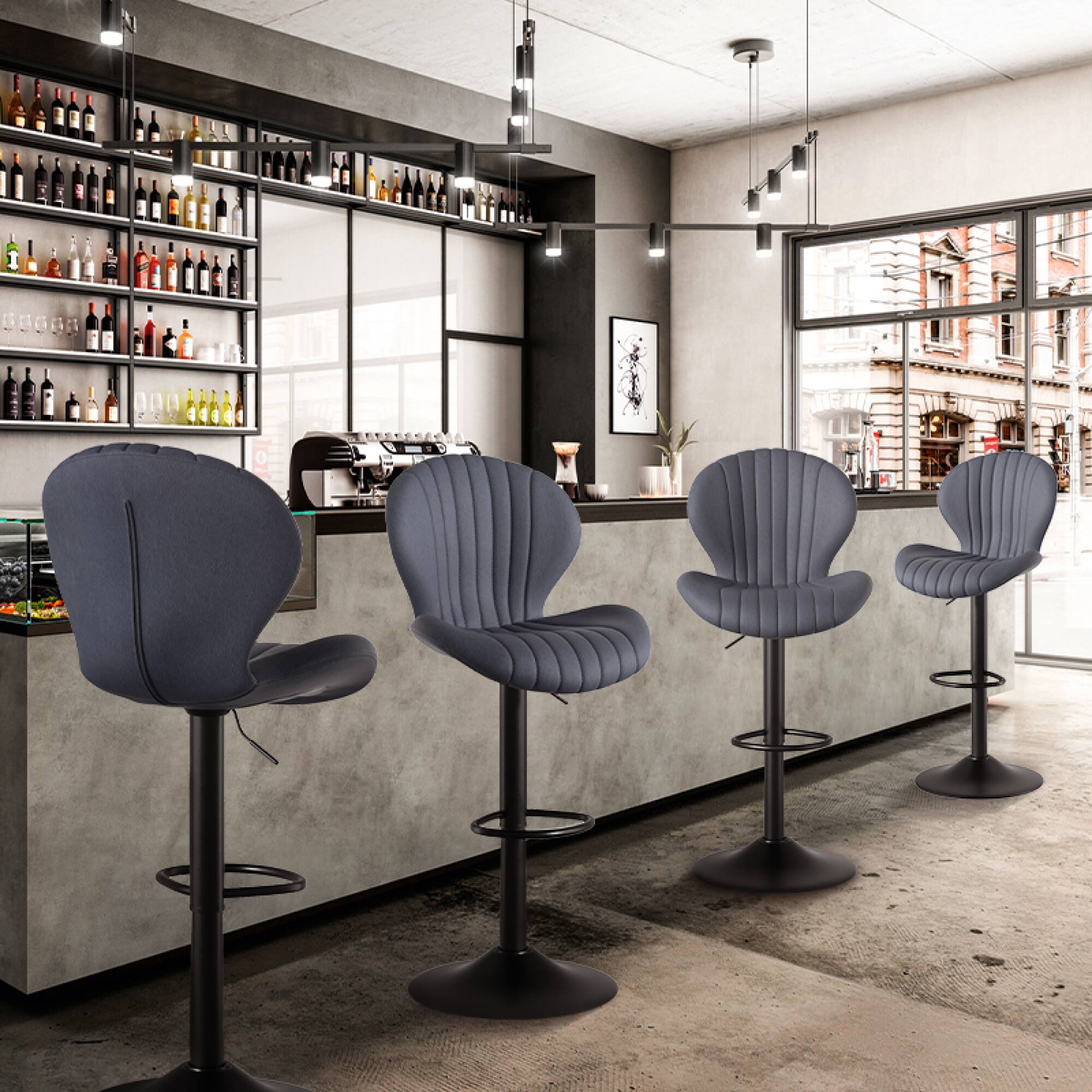 Alt View 9. HTUTWOO - 360° Swivel Bar Stools Set of 2, Adjustable Counter Stools, Faux Leather Bar Chairs with Pedal and Backrest for Kitchen - Dark Grey.