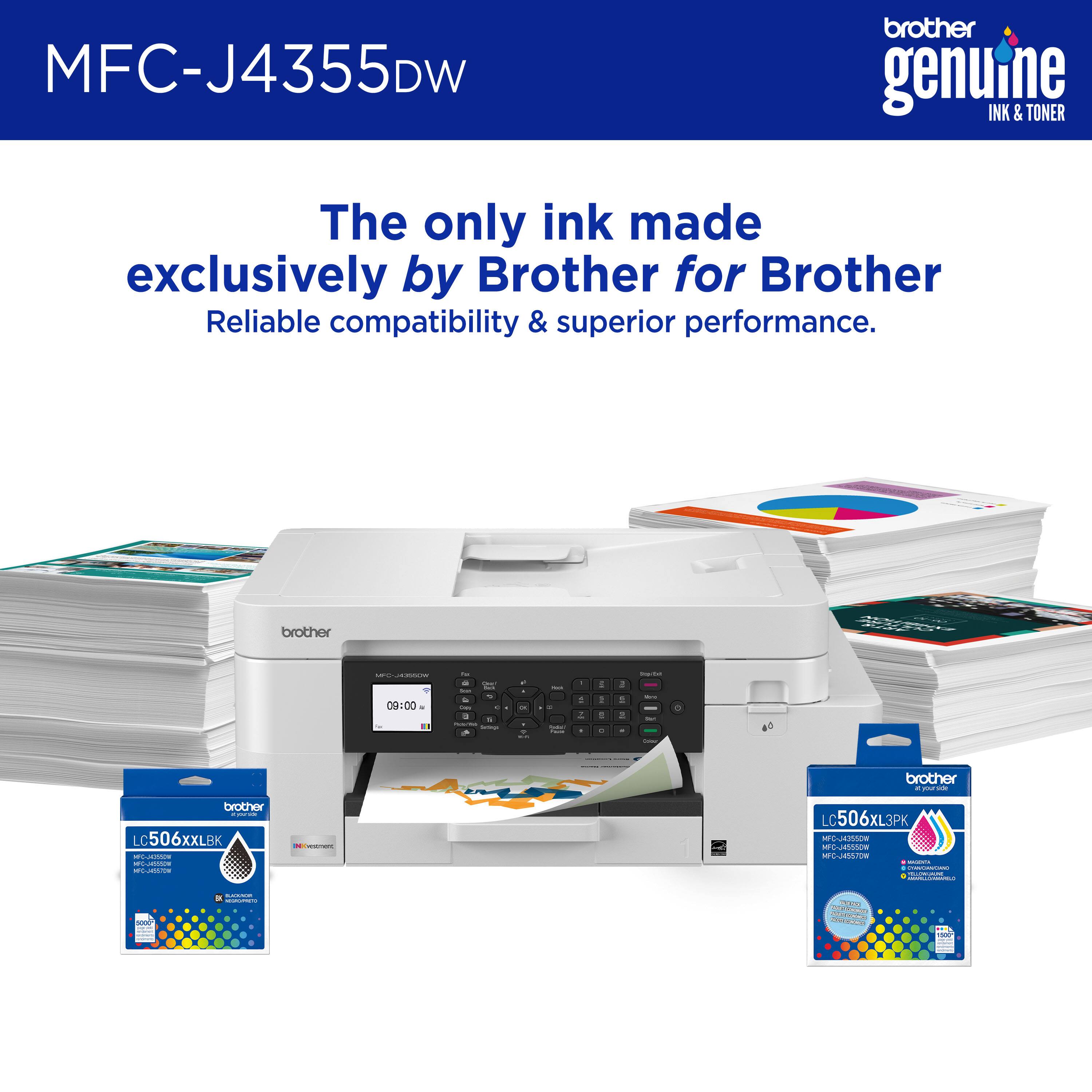 MFC-J4355DW brother genuine INK & TONER The only ink made exclusively by Brother for Brother Reliable compatibility & superior performance. brother 52 : | 09:00  - - - - - - d - - I - - - - . - : - I I : . + - . -  - - 1 - a : : : C - .  brother - - - brother | I . LC 506xX JSK - : - Cade - ada | LC506XL3PK L3PK OJEnU aam - LuiiUm | . - I | - ade | |   -d -