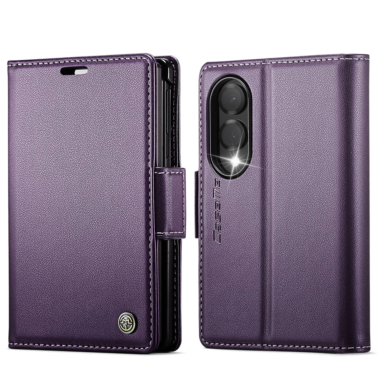 Alt View 9. UUCOVER - For Samsung Galaxy Z Fold8 Wide PU Leather Wallet Case with RFID Blocking Card Holder Cash Slot, Magnetic Folio Cover - Purple.