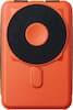 Front. The Ridge Wallet - MAGSAFE POWER BANK 10,000mAh 20w 5-in-1 with integrated lightning and USB-C cables, Apple Watch charging, and Kickstand - Orange.