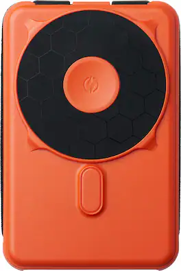 The Ridge Wallet - MAGSAFE POWER BANK 10,000mAh 20w 5-in-1 with integrated lightning and USB-C cables, Apple Watch charging, and Kickstand - Orange