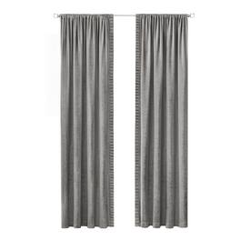 Kate Aurora - Lux Living 2 Pack Chenille Rod Pocket Window Curtain Panels - 63 in. Long - Gray/Silver