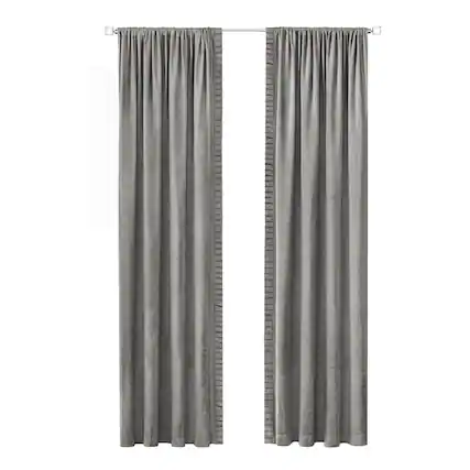 Front. Kate Aurora - Kate Aurora Lux Living 2 Pack Chenille Rod Pocket Window Curtain Panels - 63 in. Long - Gray/Silver - Gray/Silver.