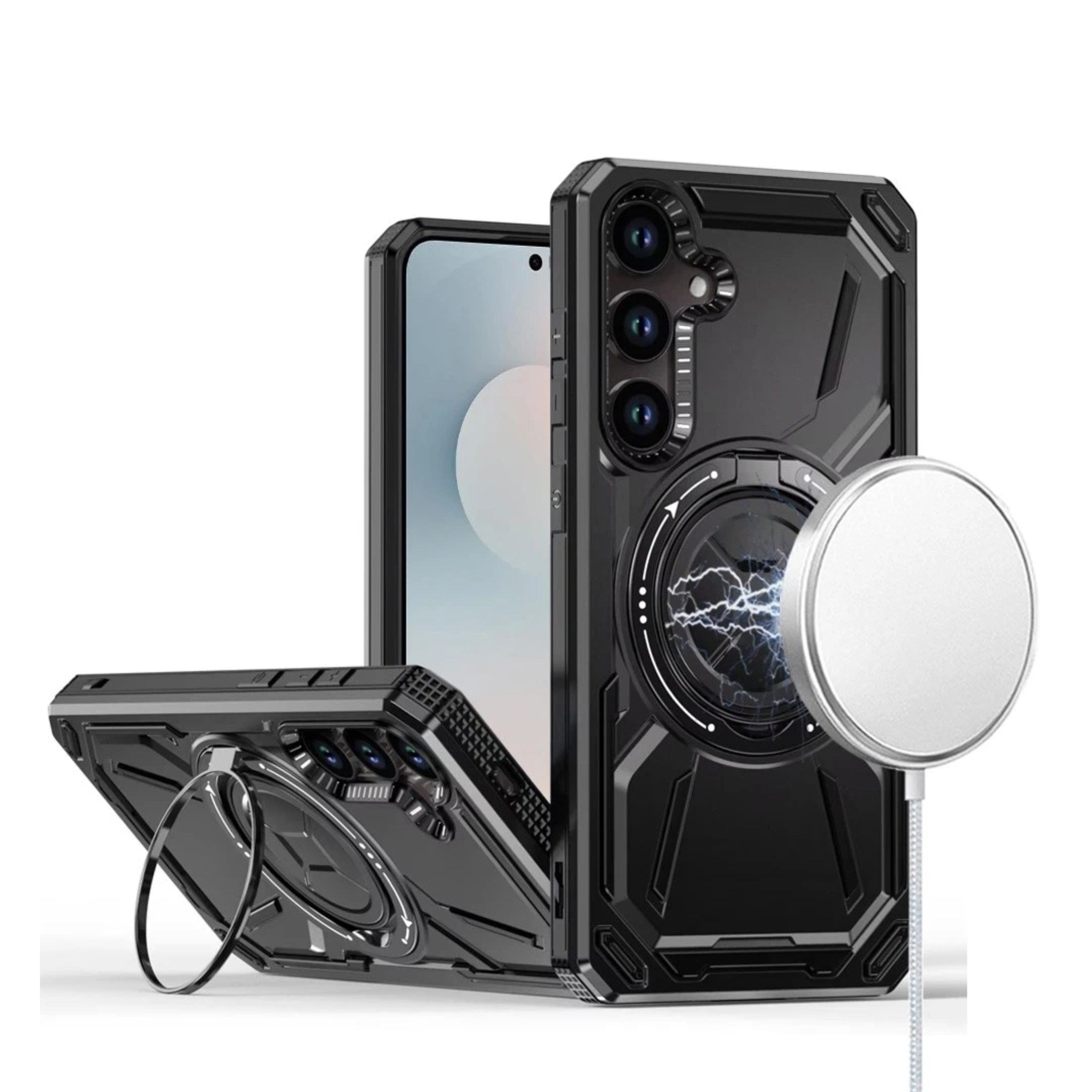 Kitcheniva - Shockproof Magnetic Circle Rotating Metal Stand Phone Case With Tempered Glass Samsung Galaxy S26+ Plus - Black price history on PriceWatchPro