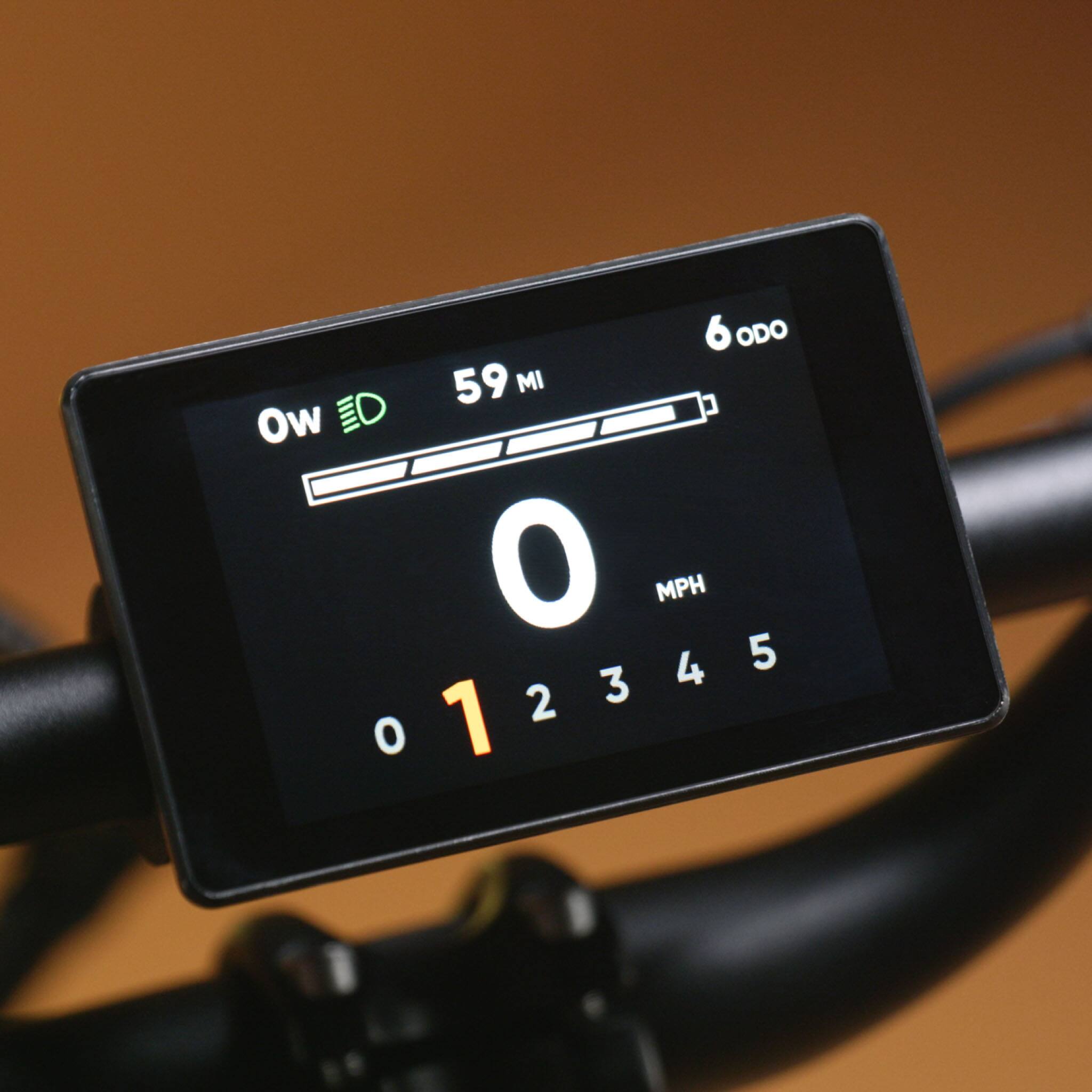 The text on the image reads: 6 ODO 59 MI Ow W O MPH 4 5 1 2 3 4 5.