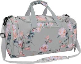 mosiso - Peony Sports Duffel Bag for Women & Men, Gym Bag with Shoe Compartment for Dance, Travel & Weekend Trips - Gray