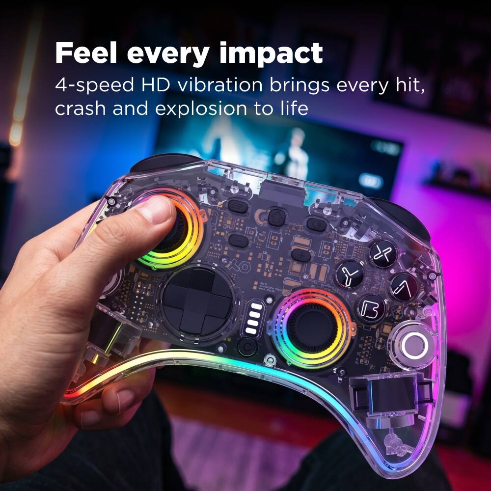 Feel every impact  
4-speed HD vibration brings every hit, crash and explosion to life