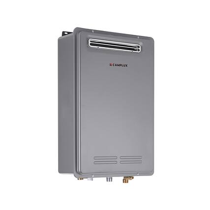 Front. Camplux - On Demand 6.86 GPM Residential Propane Tankless Water Heater For 3-6 Points Use, Remote Control, 3-Sec Hot Water - Gray.