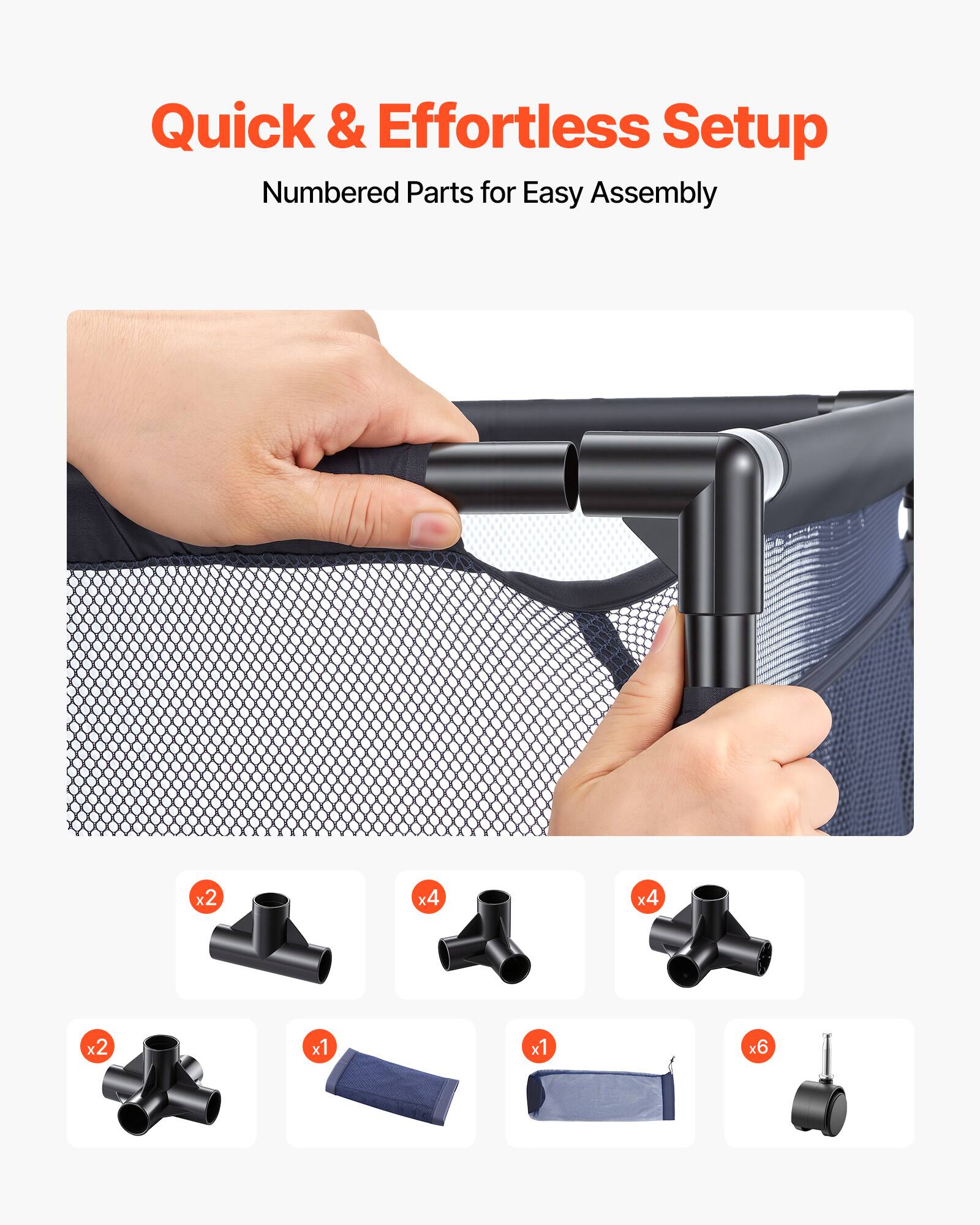 Quick & Effortless Setup  
Numbered Parts for Easy Assembly  

x2  
x4  
x4  
x2  
x1  
x1  
x6