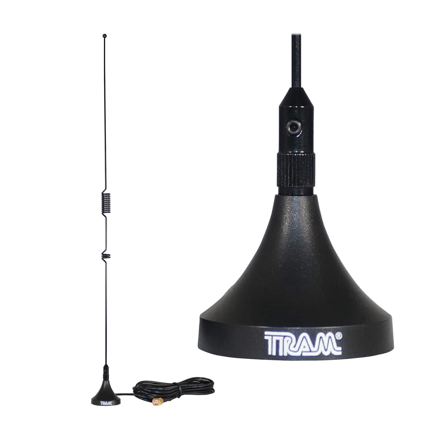 Tram - Scanner Mini-Magnet Antenna VHF/UHF 800-1300 MHz SMA-Male Connector - Black