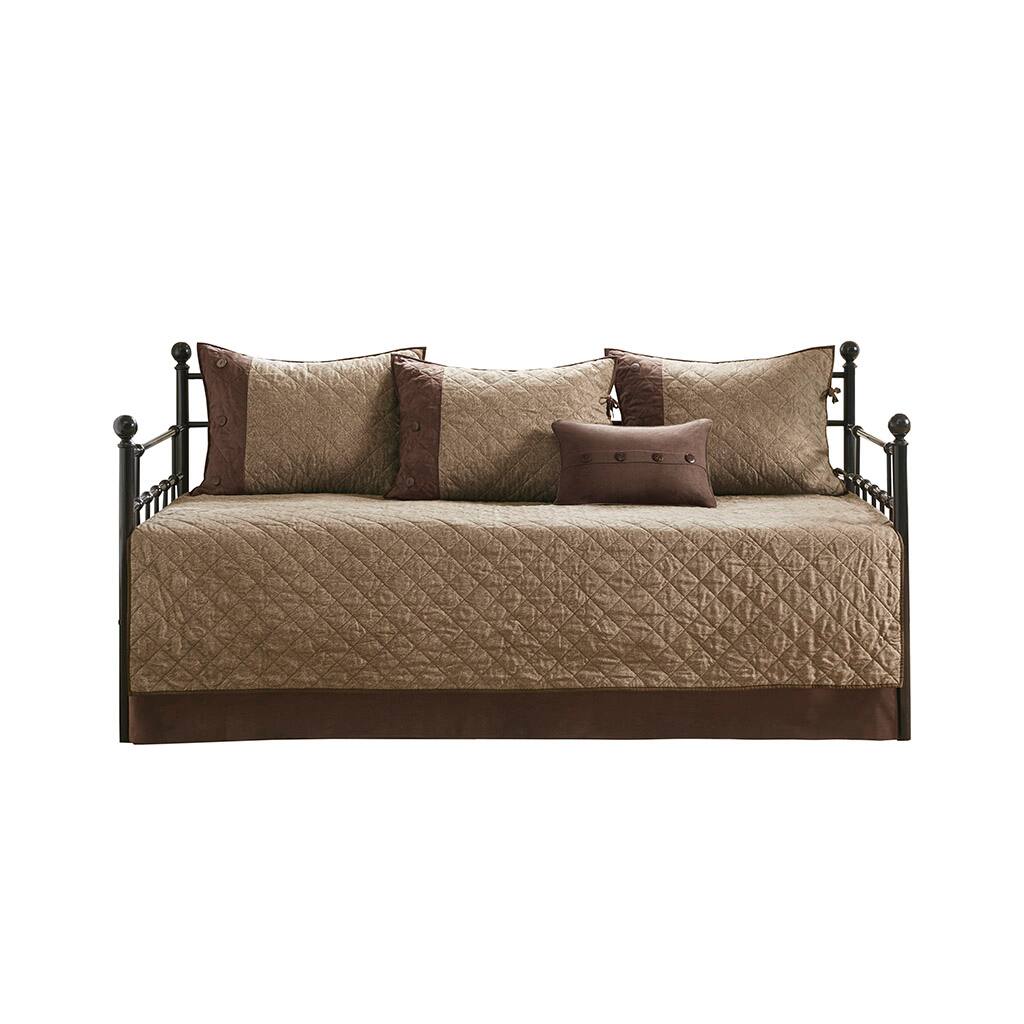 Gracie Mills - Maldonado 6-Piece Rustic Reversible Daybed Cover Set - Brown