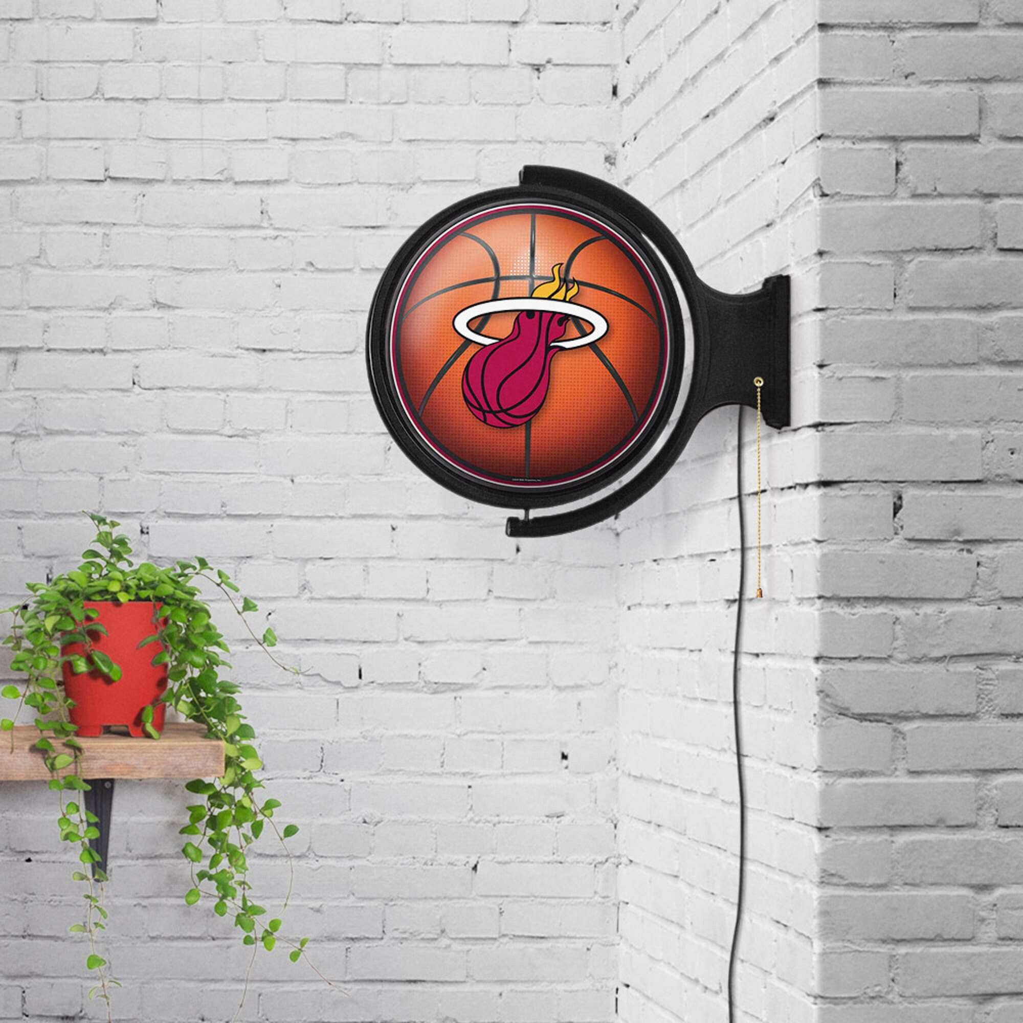 Alt View 3. The Fan-Brand - Miami Heat 21'' x 23'' Rotating Lighted Wall Sign - Multicolor.
